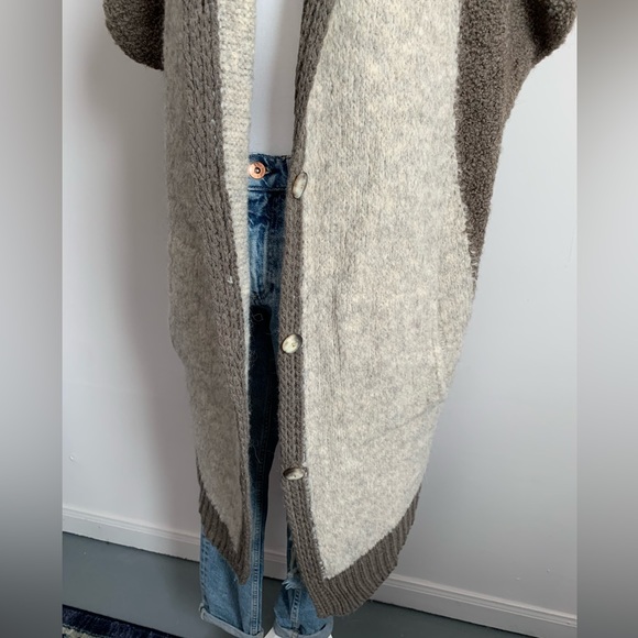 Anthropologie Sleeping on Snow Women’s Cocoon Cardigan Brown and Cream One Size - Picture 13 of 14
